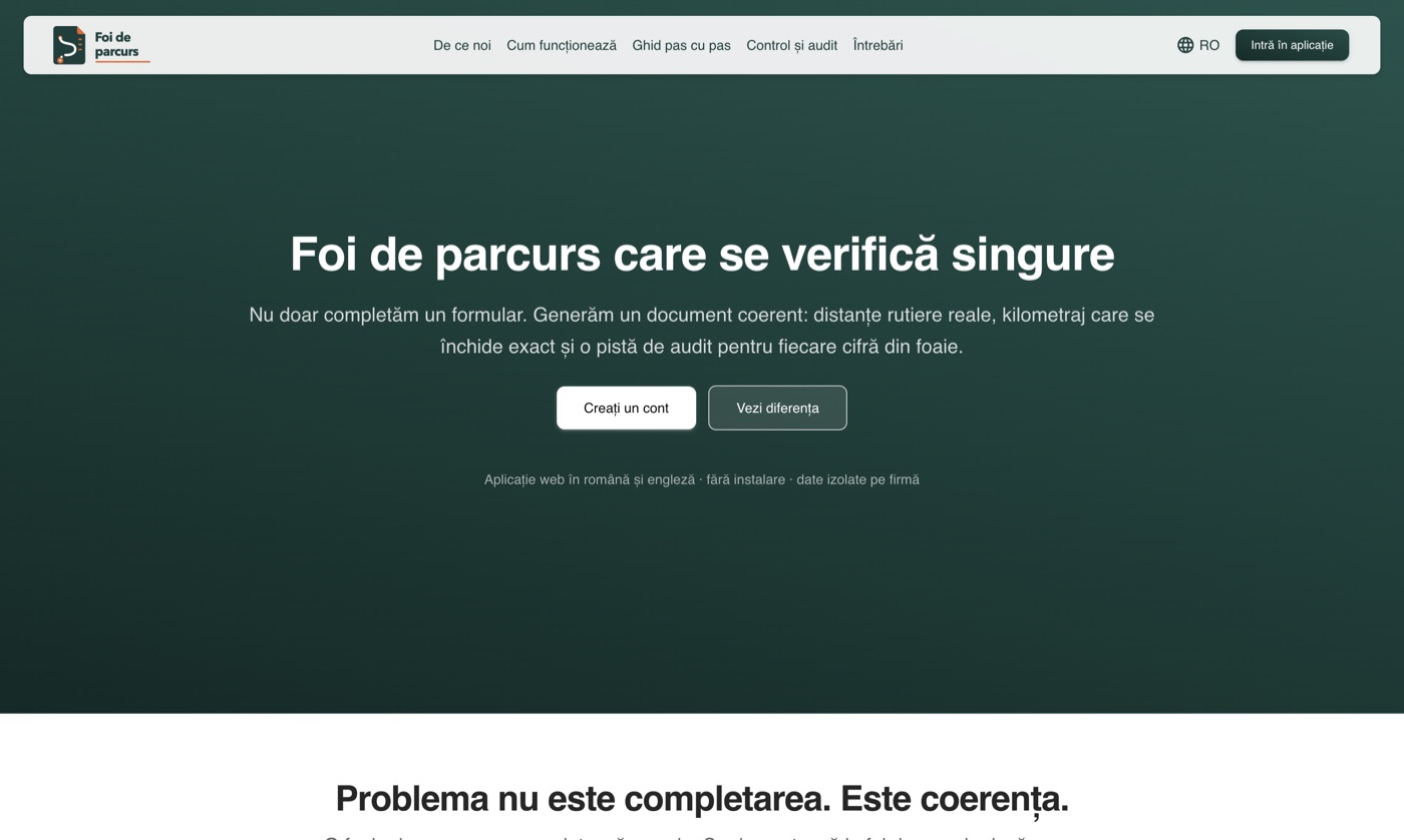 Pagina publică. Butonul „Creați un cont” pornește tot ce urmează.